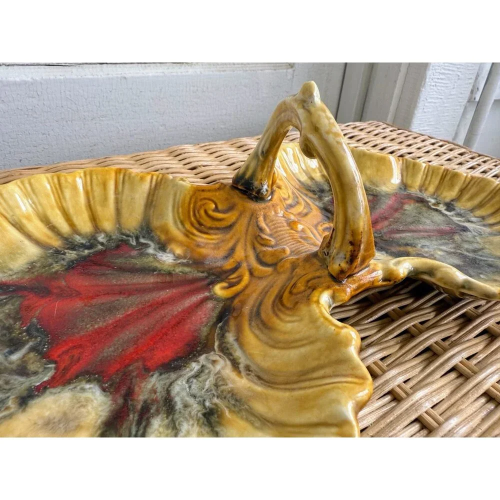Vintage MCM Marcia California Pottery Double Serving Dish With Handle - Picture 3 of 9